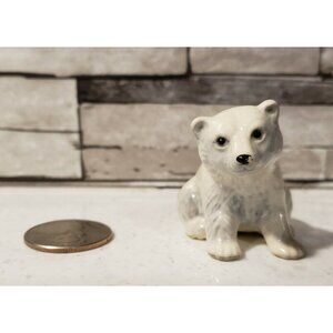 Polar Bear Cub Baby Figurine Miniature White Cute